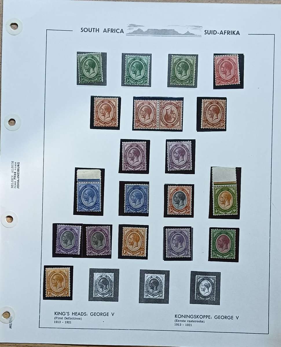 Union of SA 1913 -1922 King George V Part set see descr all UMM except 1\2d (3) and 6d (14b) MM