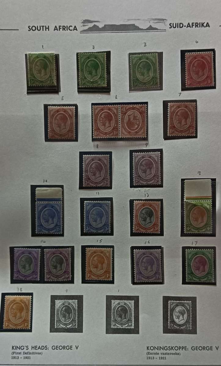 Union of SA 1913 -1922 King George V Part set see descr all UMM except 1\2d (3) and 6d (14b) MM