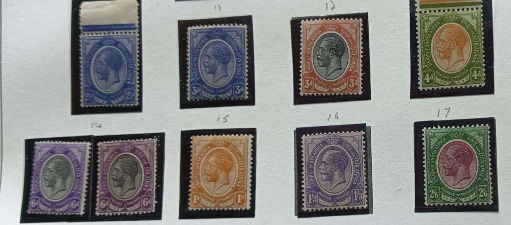 Union of SA 1913 -1922 King George V Part set see descr all UMM except 1\2d (3) and 6d (14b) MM