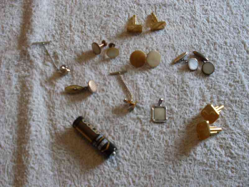 Assorted Cuff Links and Tin Pins