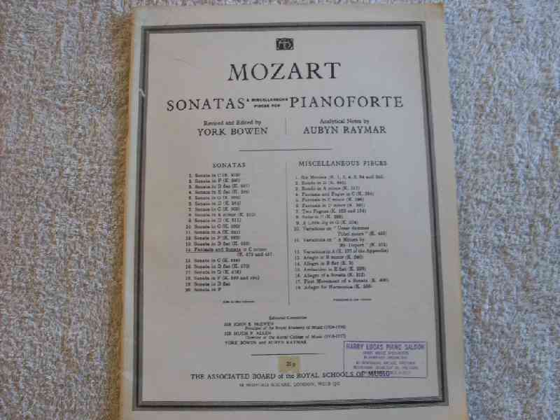 Mozart Sonatas & Miscellaneous Pieces for Pianoforte Revised and Edited by York Bowen