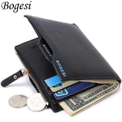 Men's Black Leather Bi-fold Wallet