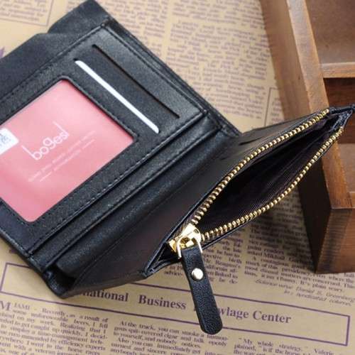 Men's Black Leather Bi-fold Wallet