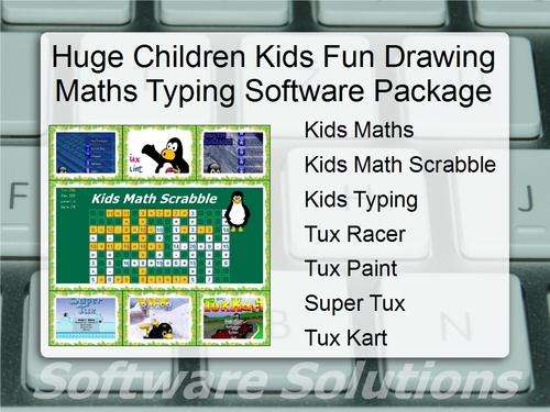 Huge Tux Children Kids Fun Drawing Maths Typing Games Software Package for PC/Laptop NEW