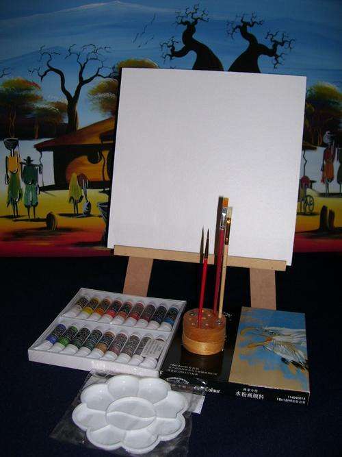 Acrylic Painting Collection Set Arts & Crafts Easel Whiteboard Paint & Tray, Brushes New Gift item