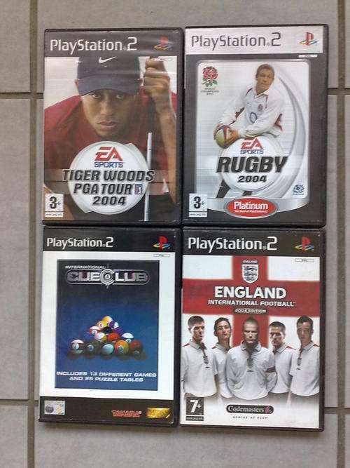 SONY PS2 GAMES BUNDLE 4 SPORT Games VGC RUGBY 04,TIGER WOODS GOLF,CUE CLUB(Pool) & SOCCER