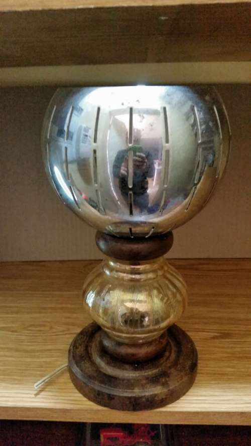 Vintage Wood and Glass Lamp.