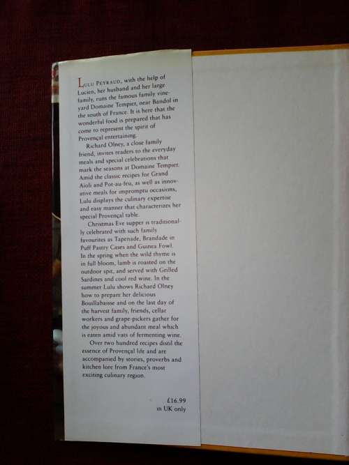 A Provençal Table by Richard Olney. H/C. 335 pp.