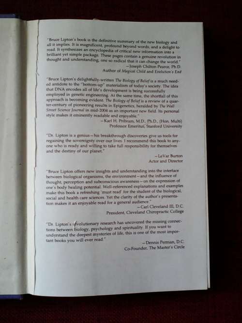 The Biology of Belief by Bruce H Lipton. H/C with jacket. 2005. 224 pp.