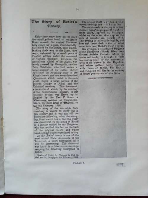 Die Retief-Dingaan-Ooreenkoms deur Cory, Preller en Blommaert. Ongeveer 1924. Geen omslag. 95 pp.