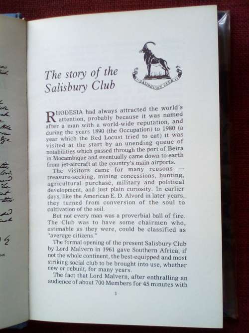 Sable: The Story of the Salisbury Club by Colin Black. First 1980. H/C with jacket. 254 pp.