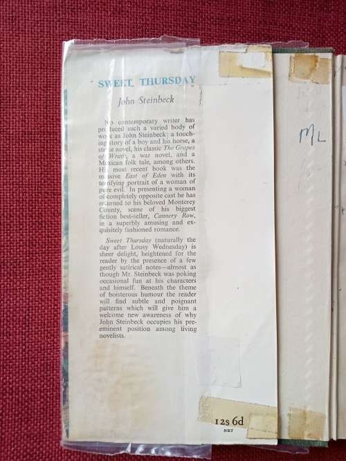 Sweet Thursday by John Steinbeck. 1st edition 1954. H/C with jacket. 264 pp.