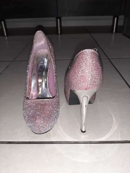 JML NIGHT OUT STILETTO PINK SHIMMER SILVER HEEL