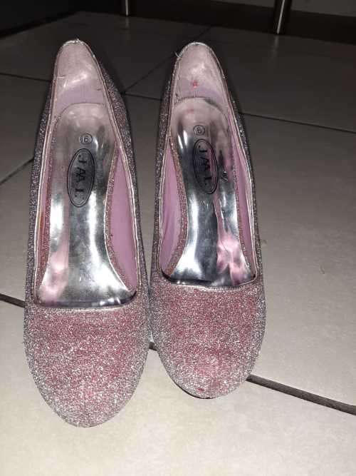 JML NIGHT OUT STILETTO PINK SHIMMER SILVER HEEL