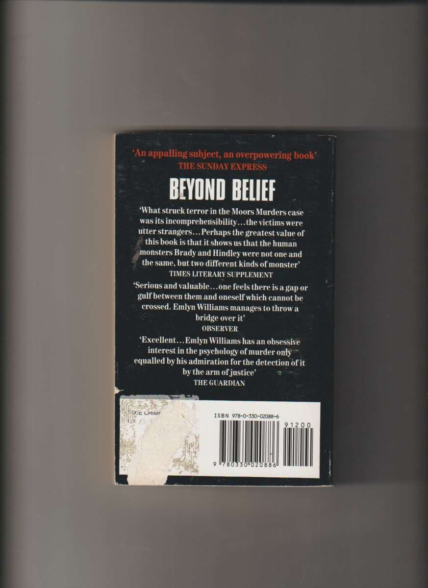 Beyond Belief The Moors Murders Emlyn Williams paperback book true crime rare history serial killers