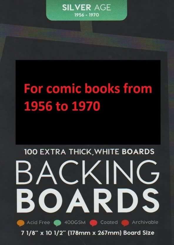 100x High quality White Comic Books backing boards silver and modern age