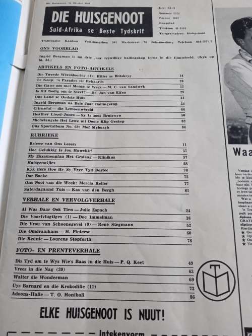 Huisgenoot 30 Oktober 1964 tydskrift