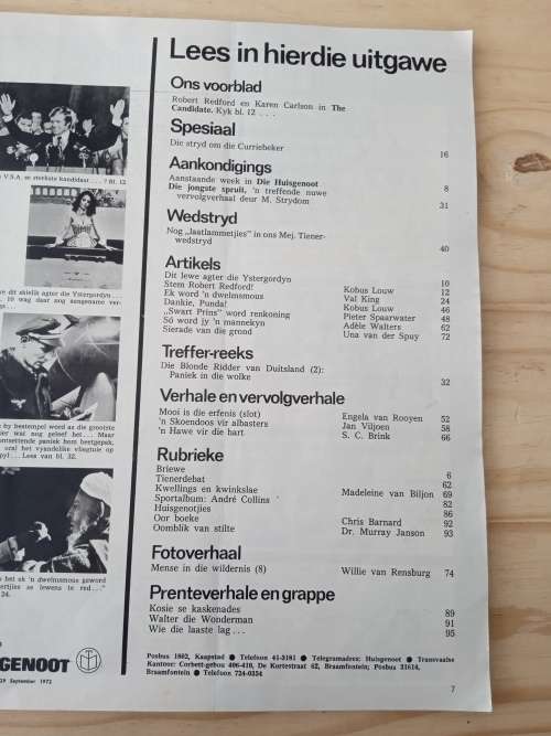 Die Huisgenoot 29 September 1972 tydskrif