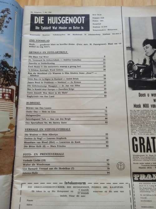 Huisgenoot 7 Mei 1965 tydskrif