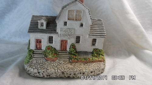 LOVELY SIGNED 'PUBLIC LIBRARY' CERAMIC COLLECTIBLE.