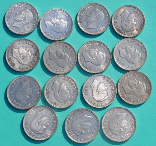 5 Shillings SILVER CROWN 1952 - VF to EF - 15 available - bid per coin