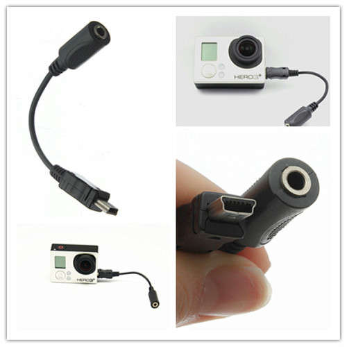 3.5mm Mic Transfer Cable Adapter for Microphones for Gopro Hero 3 / 4