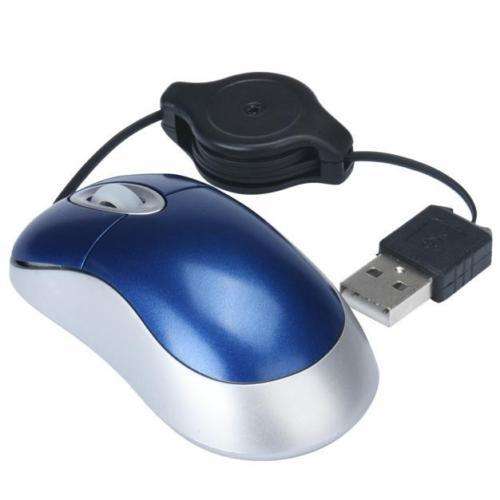 Mini Retractable USB Wired Mouse Mice For PC Laptop Computer (BLUE)
