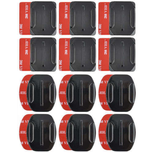 12x Adhesive Mounts/Stickers (6x Square + 6x Curved) for GoPro / Sports Cameras