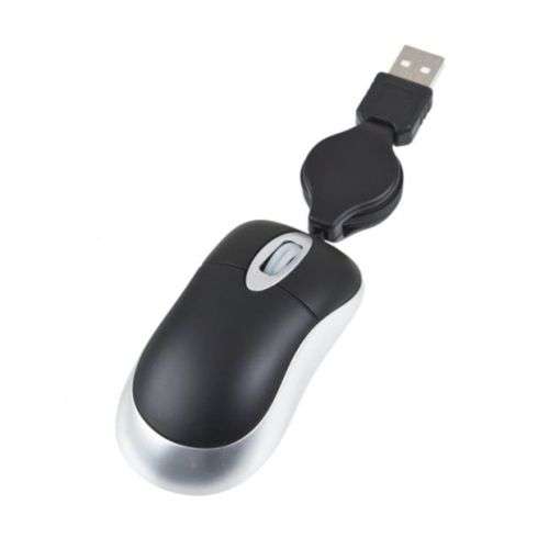 Mini Retractable USB Wired Mouse Mice For PC Laptop Computer (Black)