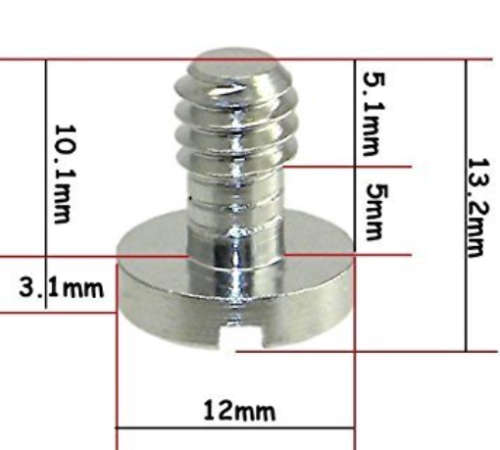 1/4" Stainless Steel Flat Head Screw for Camera / Tripod / QR Plate