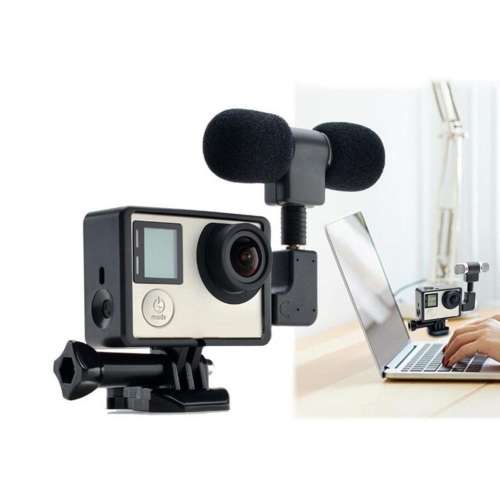 3.5mm Mini Hi-Fi External Mic Adapter Frame Housing Case for GoPro Hero 3 3+ 4