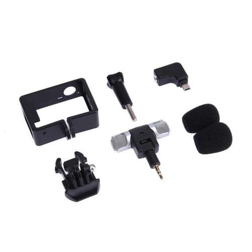 3.5mm Mini Hi-Fi External Mic Adapter Frame Housing Case for GoPro Hero 3 3+ 4