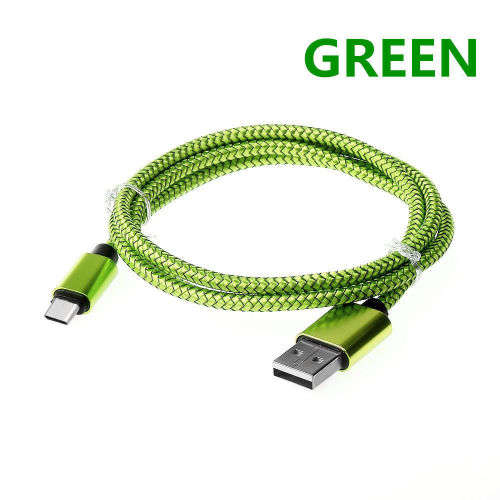 1m Green Type-C to USB Braided Data Sync Charger Cable Cord