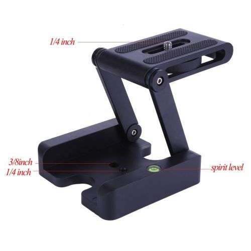 Aluminum Folding Tripod Z Flex Tilt Head Quick Release Plate & Ball Head with Spirit Level