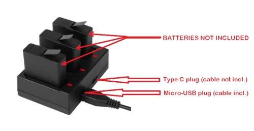USB TRIPPLE Battery Charger For GoPro 5, 6, 7 Sports Cameras