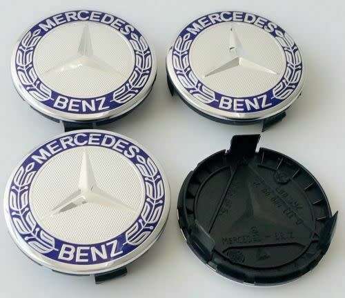 4x 75mm Chrome Plastic Wheel Centre Cap for Mercedes Benz