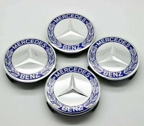 4x 75mm Chrome Plastic Wheel Centre Cap for Mercedes Benz