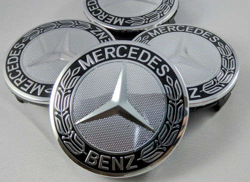 4x 75mm Chrome Plastic Wheel Centre Cap for Mercedes