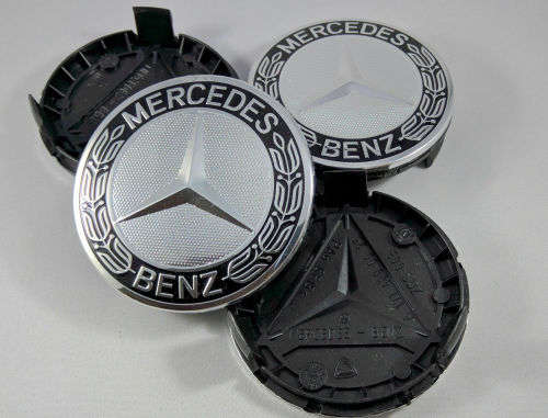 4x 75mm Chrome Plastic Wheel Centre Cap for Mercedes