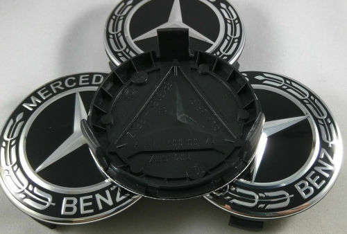 4x 75mm Chrome Plastic Wheel Centre Cap for Mercedes Benz