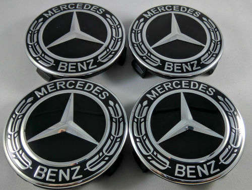 4x 75mm Chrome Plastic Wheel Centre Cap for Mercedes Benz