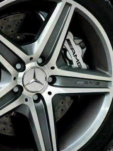 4x 75mm Chrome (Silver Background) Plastic Wheel Centre Cap for Mercedes Benz