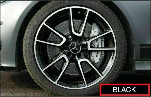 4x 75mm Chrome (Black Background) Plastic Wheel Centre Cap for Mercedes Benz