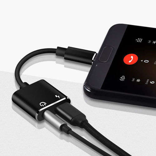 USB C Type-C Adapter 2-in-1 Audio Type C Cable to 3.5mm Headphone Connector