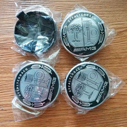 4x 75mm Chrome Plastic Wheel Centre Cap for Mercedes Benz AMG Logo