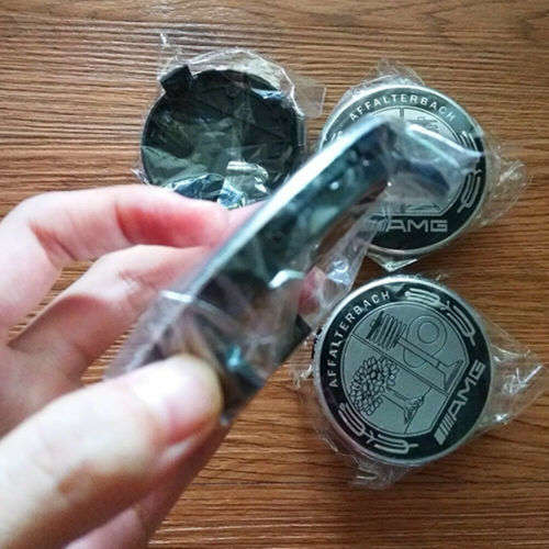4x 75mm Chrome Plastic Wheel Centre Cap for Mercedes Benz AMG Logo