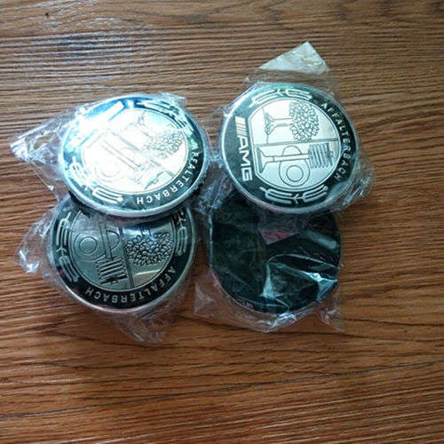 4x 75mm Chrome Plastic Wheel Centre Cap for Mercedes Benz AMG Logo