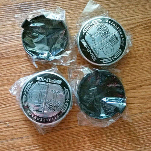 4x 75mm Chrome Plastic Wheel Centre Cap for Mercedes Benz AMG Logo