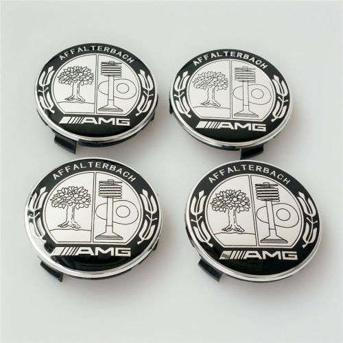 4x 75mm Chrome Plastic Wheel Centre Cap for Mercedes Benz AMG Logo