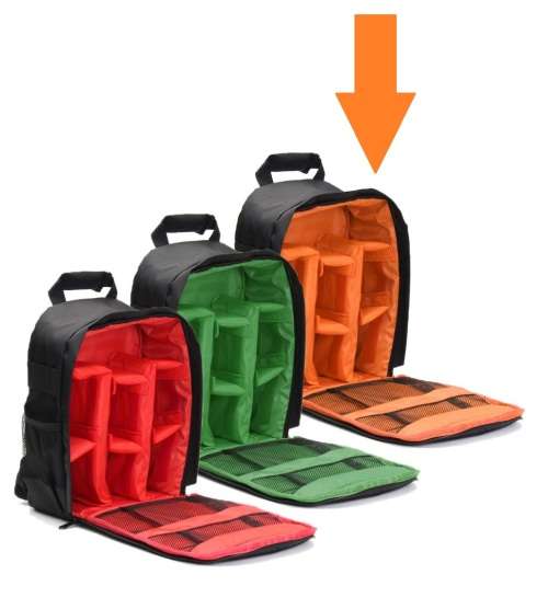 Camera Bag Backpack Waterproof DSLR Case (ORANGE INNER) S